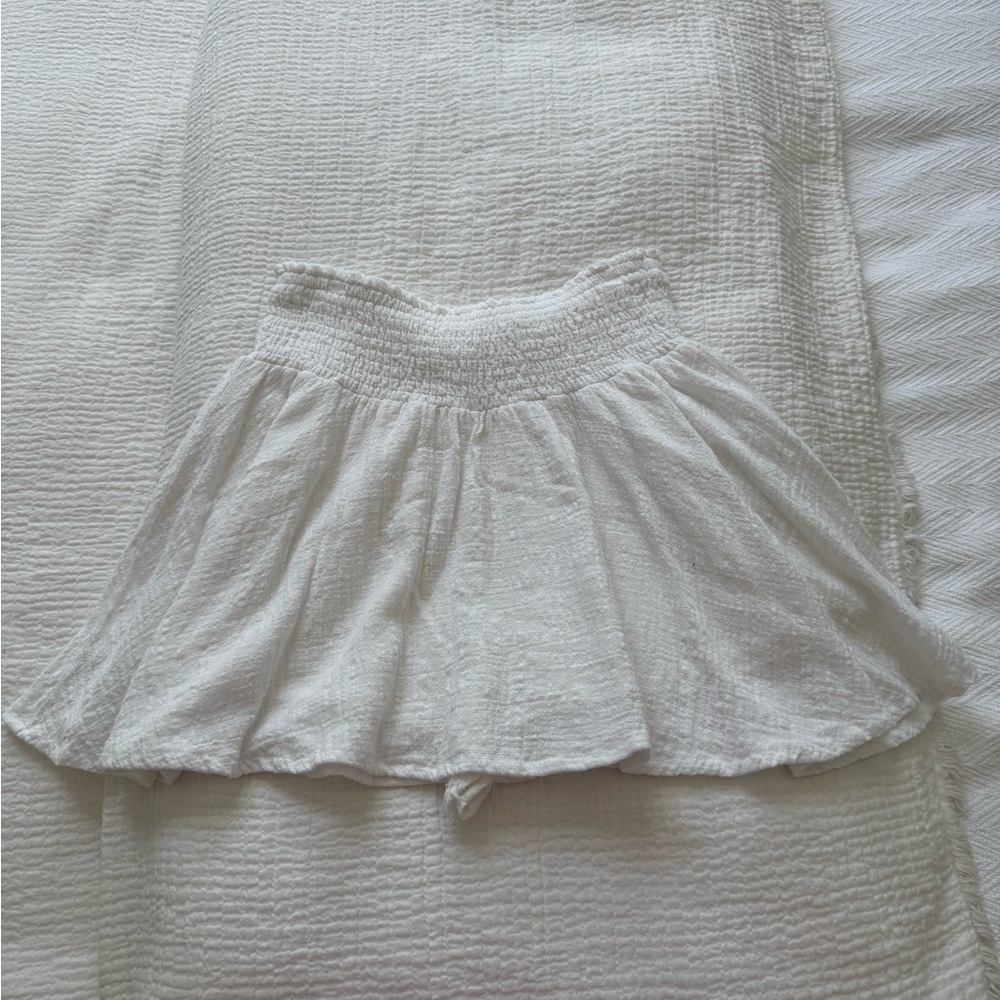 Karlie White Smocked Skater Mini Skirt